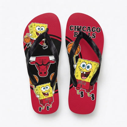 Funny Sponge Basketball Flip Flops, Sport Fan Beach Sandals | 30 Teams Available