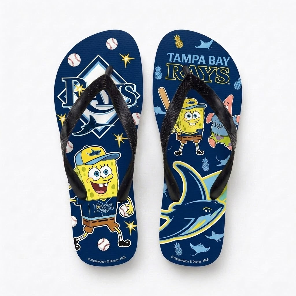 Cartoon Yellow Sponge Baseball Flip Flops, Sport Fan Sandals | 30 Teams Available