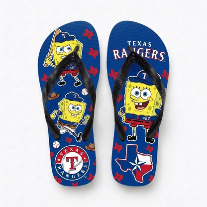Cartoon Yellow Sponge Baseball Flip Flops, Sport Fan Sandals | 30 Teams Available