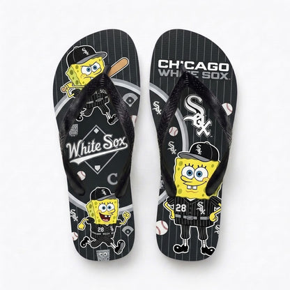 Cartoon Yellow Sponge Baseball Flip Flops, Sport Fan Sandals | 30 Teams Available