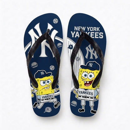 Cartoon Yellow Sponge Baseball Flip Flops, Sport Fan Sandals | 30 Teams Available