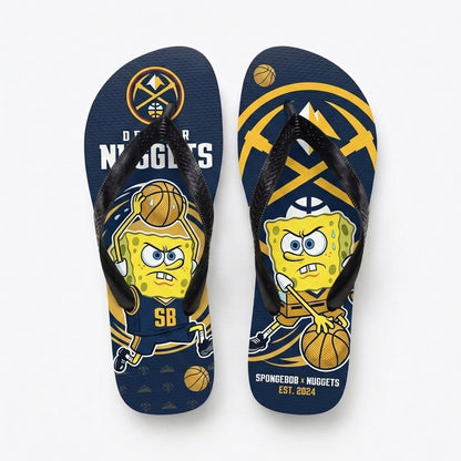 Funny Sponge Basketball Flip Flops, Sport Fan Beach Sandals | 30 Teams Available