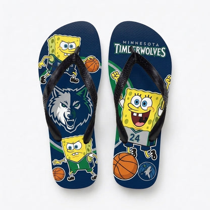 Funny Sponge Basketball Flip Flops, Sport Fan Beach Sandals | 30 Teams Available