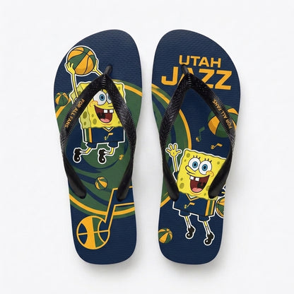 Funny Sponge Basketball Flip Flops, Sport Fan Beach Sandals | 30 Teams Available