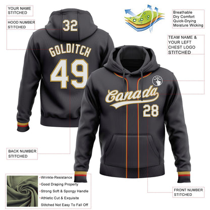 Custom Stitched Steel Gray White-Old Gold Baseball Pullover Sweatshirt Hoodie