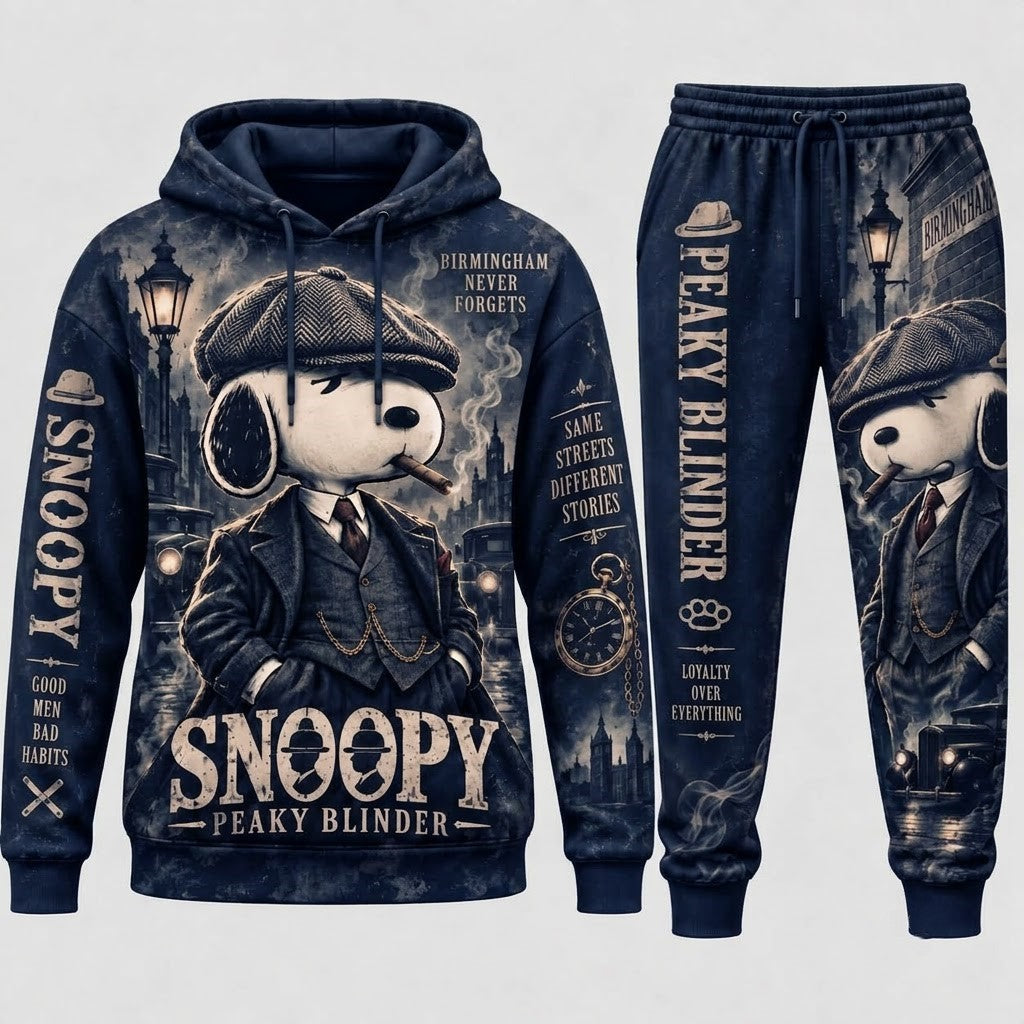 Limited Edition Snoopy Peaky Blinder Hoodie & Sweatpants Set