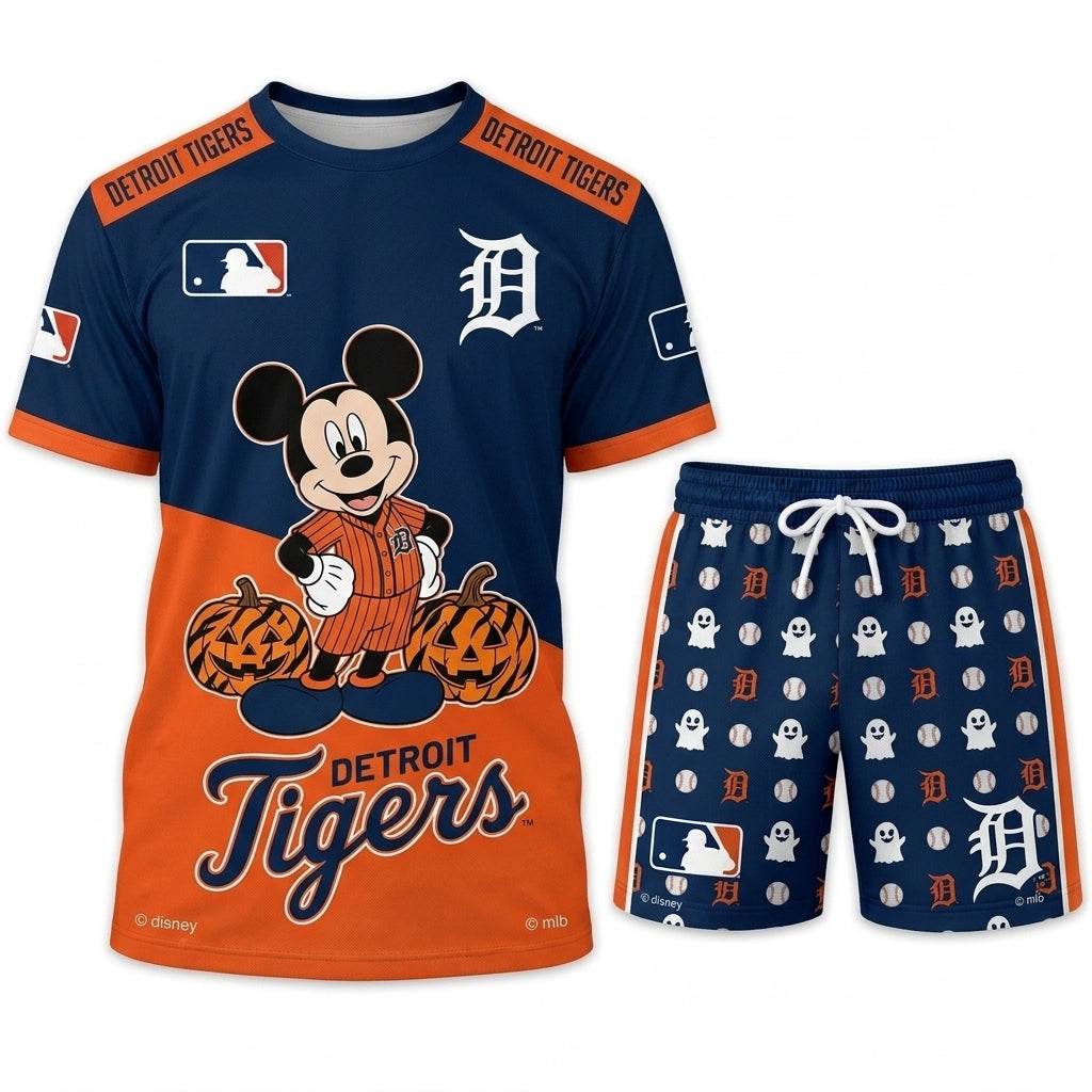 Halloween Baseball Fan T-Shirt And Shorts Set, Cartoon Mouse Sport Outfit | 30 Teams Available