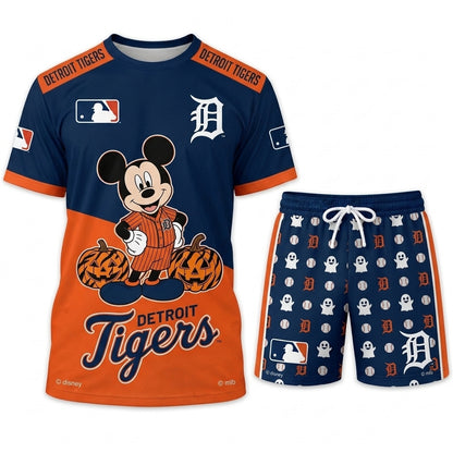 Halloween Baseball Fan T-Shirt And Shorts Set, Cartoon Mouse Sport Outfit | 30 Teams Available