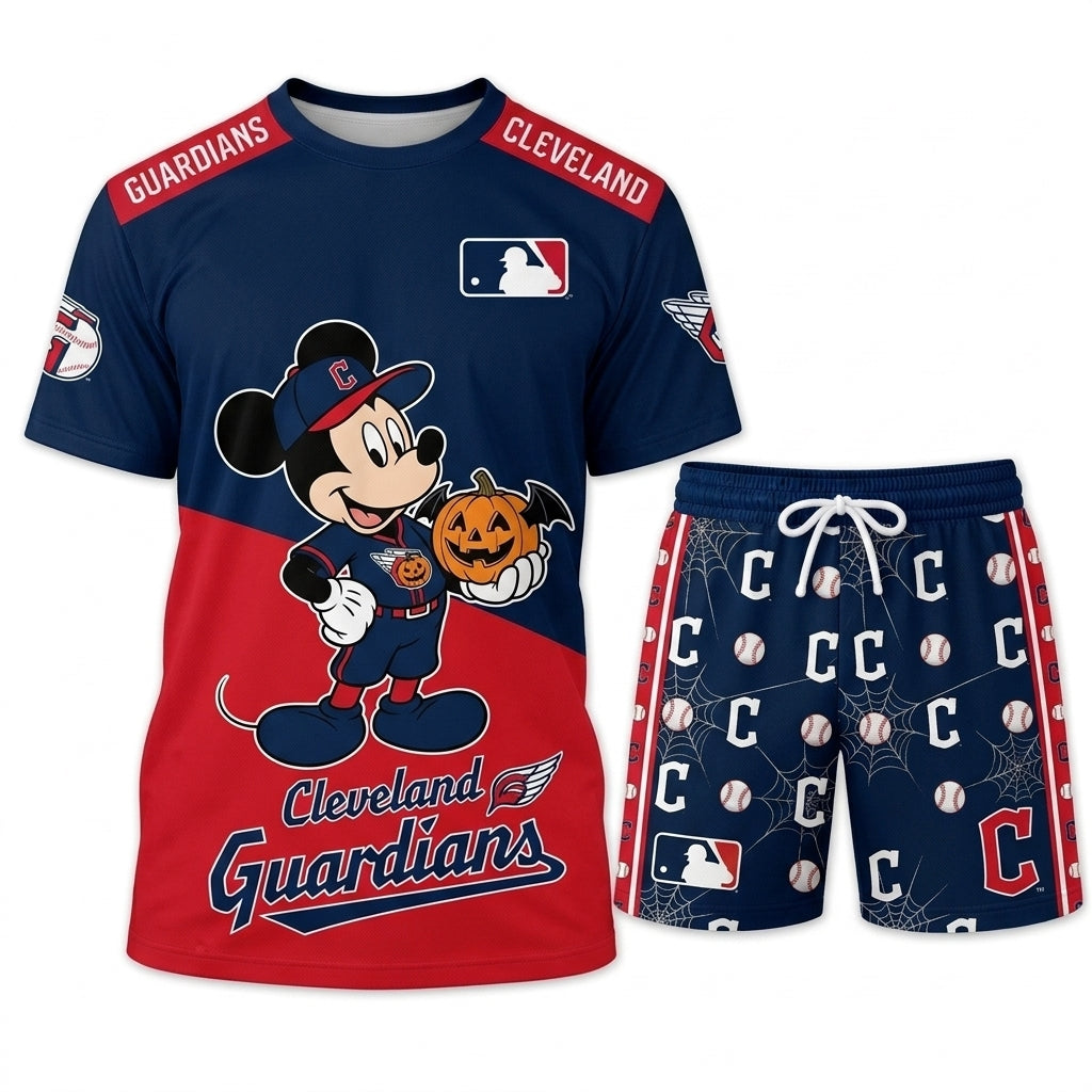 Halloween Baseball Fan T-Shirt And Shorts Set, Cartoon Mouse Sport Outfit | 30 Teams Available