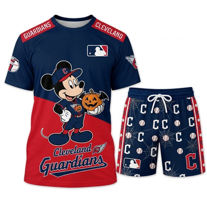 Halloween Baseball Fan T-Shirt And Shorts Set, Cartoon Mouse Sport Outfit | 30 Teams Available