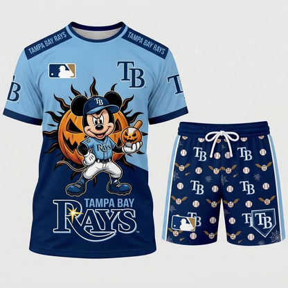 Halloween Baseball Fan T-Shirt And Shorts Set, Cartoon Mouse Sport Outfit | 30 Teams Available
