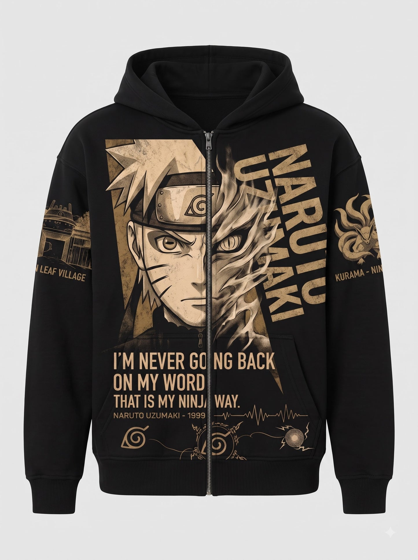 Anime Narutoo Ninja Graphic Shirt, Black Pullover Manga Inspired Hoodie, Japanese Streetwear Fan Gift