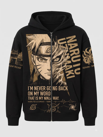 Anime Narutoo Ninja Graphic Shirt, Black Pullover Manga Inspired Hoodie, Japanese Streetwear Fan Gift