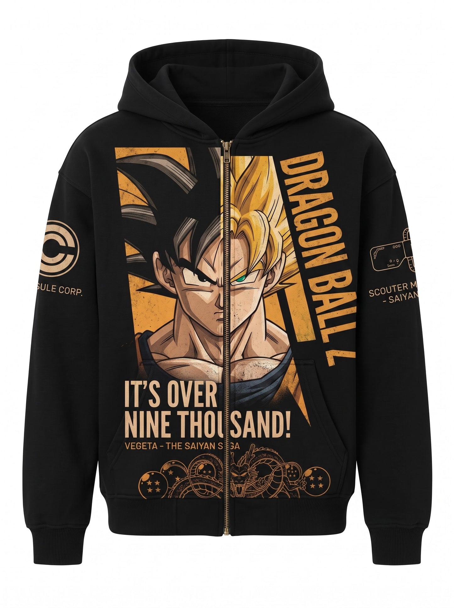 Anime Dragon Ballz Battle Warrior Graphic Shirt, Black Manga Inspired T-Shirt, Sweatshirt & Hoodie, Japanese Streetwear Fan Gift