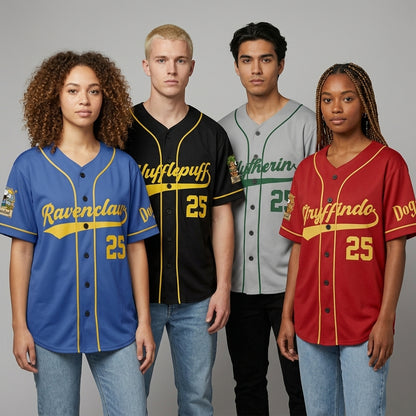 Custom Wizard House Beagle Baseball Jersey, Personalized Magic School Dog Team Shirt