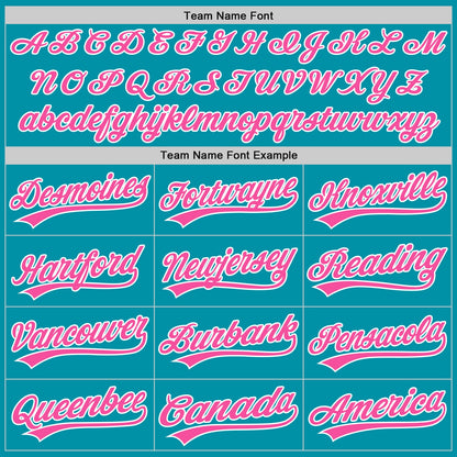 Custom Teal Pink-White Authentic Throwback Baseball Jersey