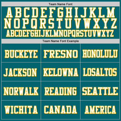 Custom Teal White-Gold Mesh Authentic Throwback Football Jersey