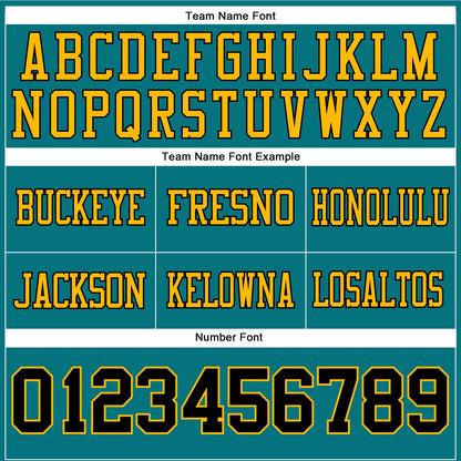 Custom Teal Black-Gold Authentic Football Jersey