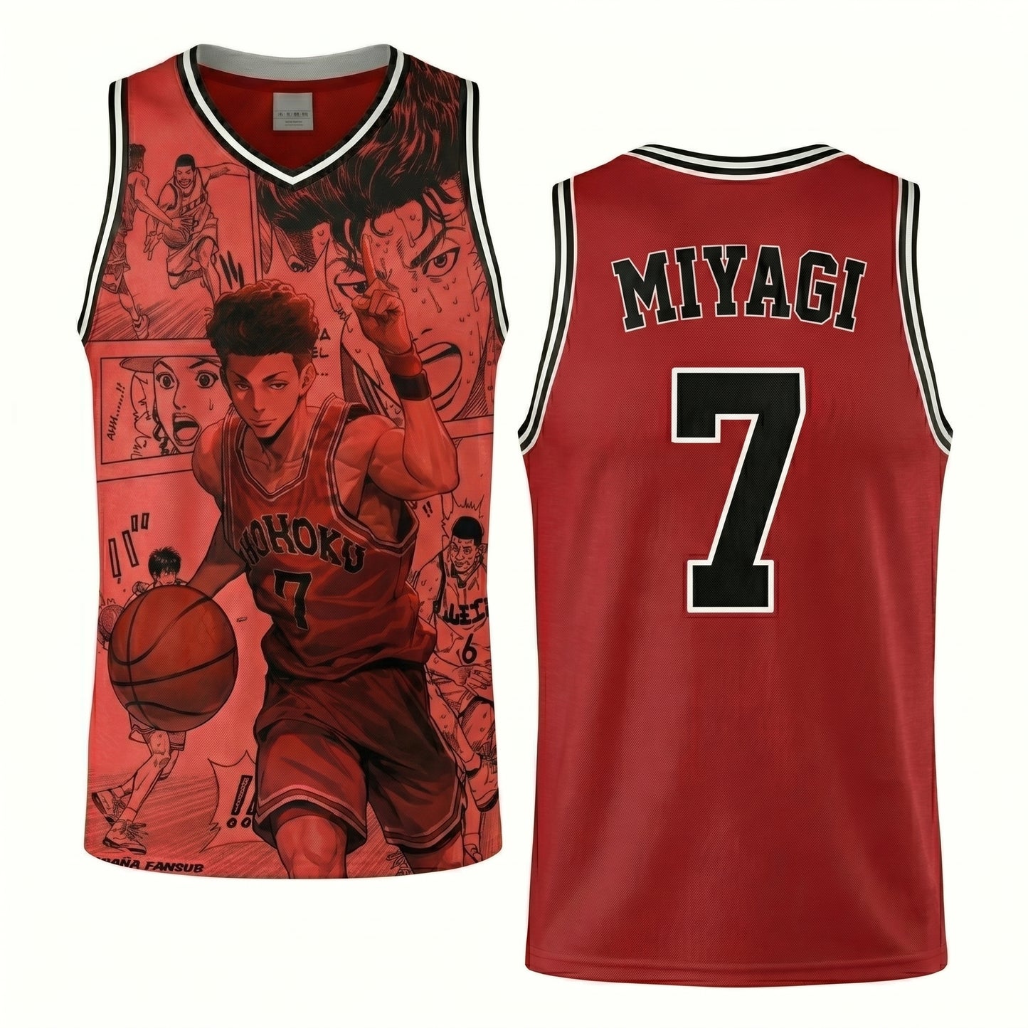 Custom Red Authentic Basketball Jersey, Japanese Anime Inspired Sports Jersey, Cosplay Fan Shirt