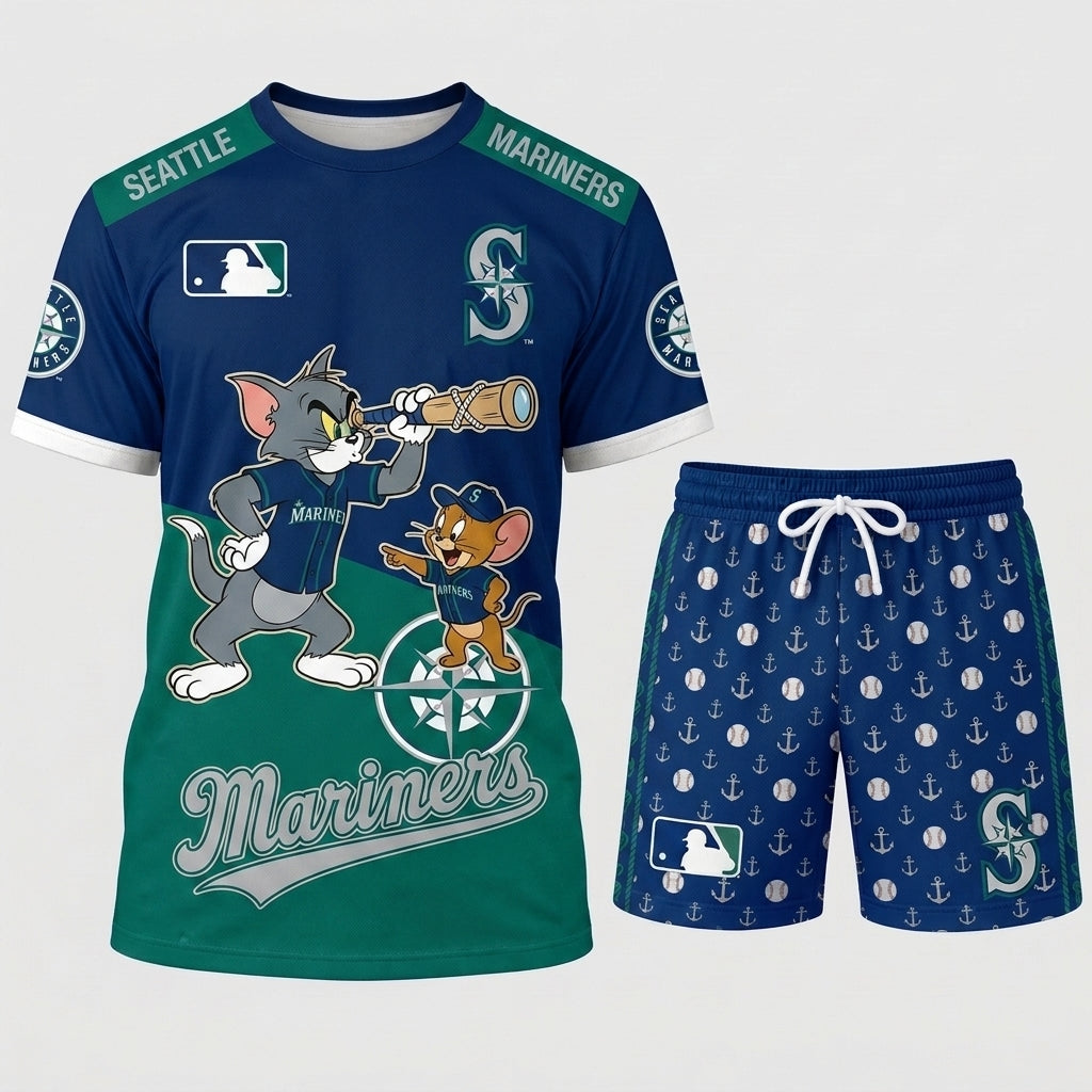 All USA Baseball Teams Inspired Fan Set, Graphic T-Shirt And Shorts Combo Outfit