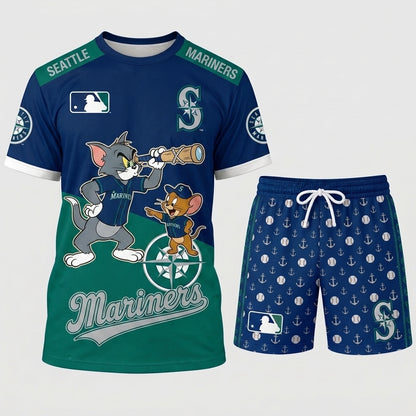 All USA Baseball Teams Inspired Fan Set, Graphic T-Shirt And Shorts Combo Outfit