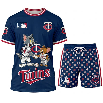 All USA Baseball Teams Inspired Fan Set, Graphic T-Shirt And Shorts Combo Outfit