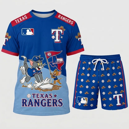 All USA Baseball Teams Inspired Fan Set, Graphic T-Shirt And Shorts Combo Outfit