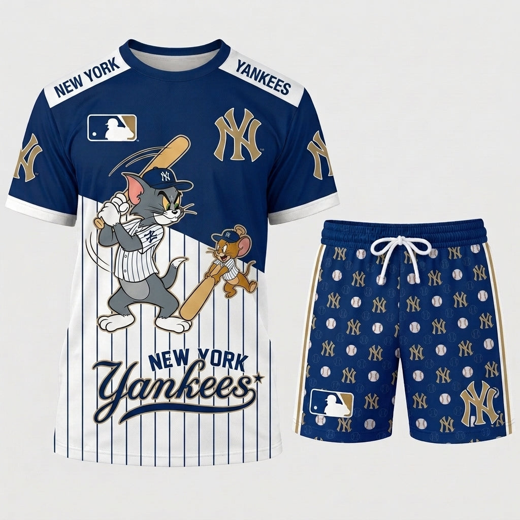 All USA Baseball Teams Inspired Fan Set, Graphic T-Shirt And Shorts Combo Outfit