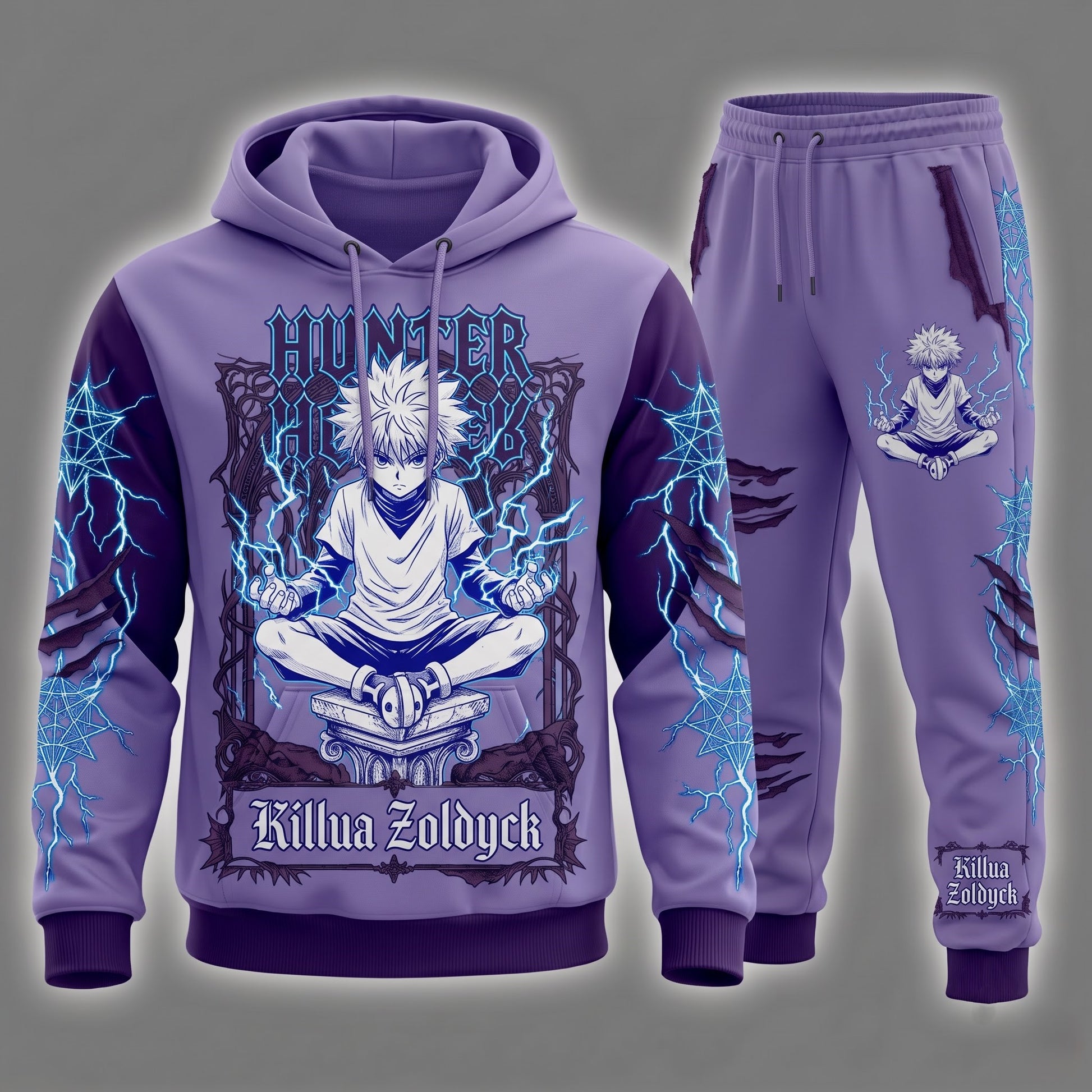 Anime Hunter Hoodie & Sweatpants Set — Manga Inspired Tracksuit — Character Graphic Jogger Set for A - Custom Fan Apparel Image 7