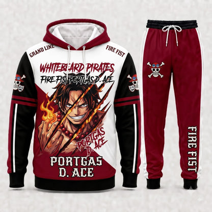Portgas D. Ace Hoodie & Sweatpants Tracksuit Set — One Piece Inspired - Custom Fan Apparel Image 9