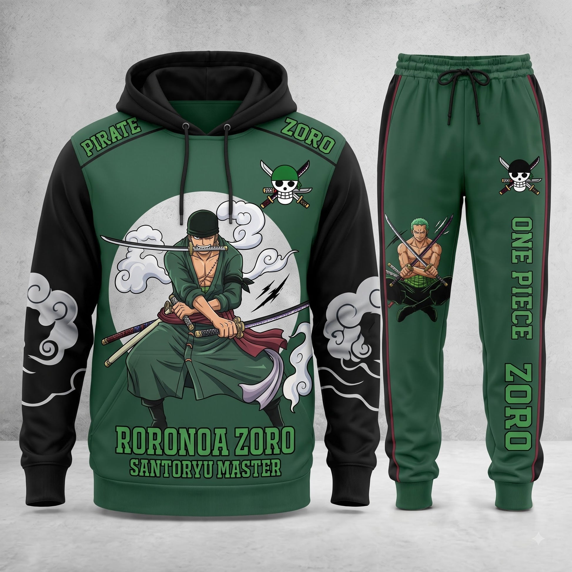 Roronoa Zoro Hoodie & Sweatpants Tracksuit Set — One Piece Inspired - Custom Fan Apparel Image 1