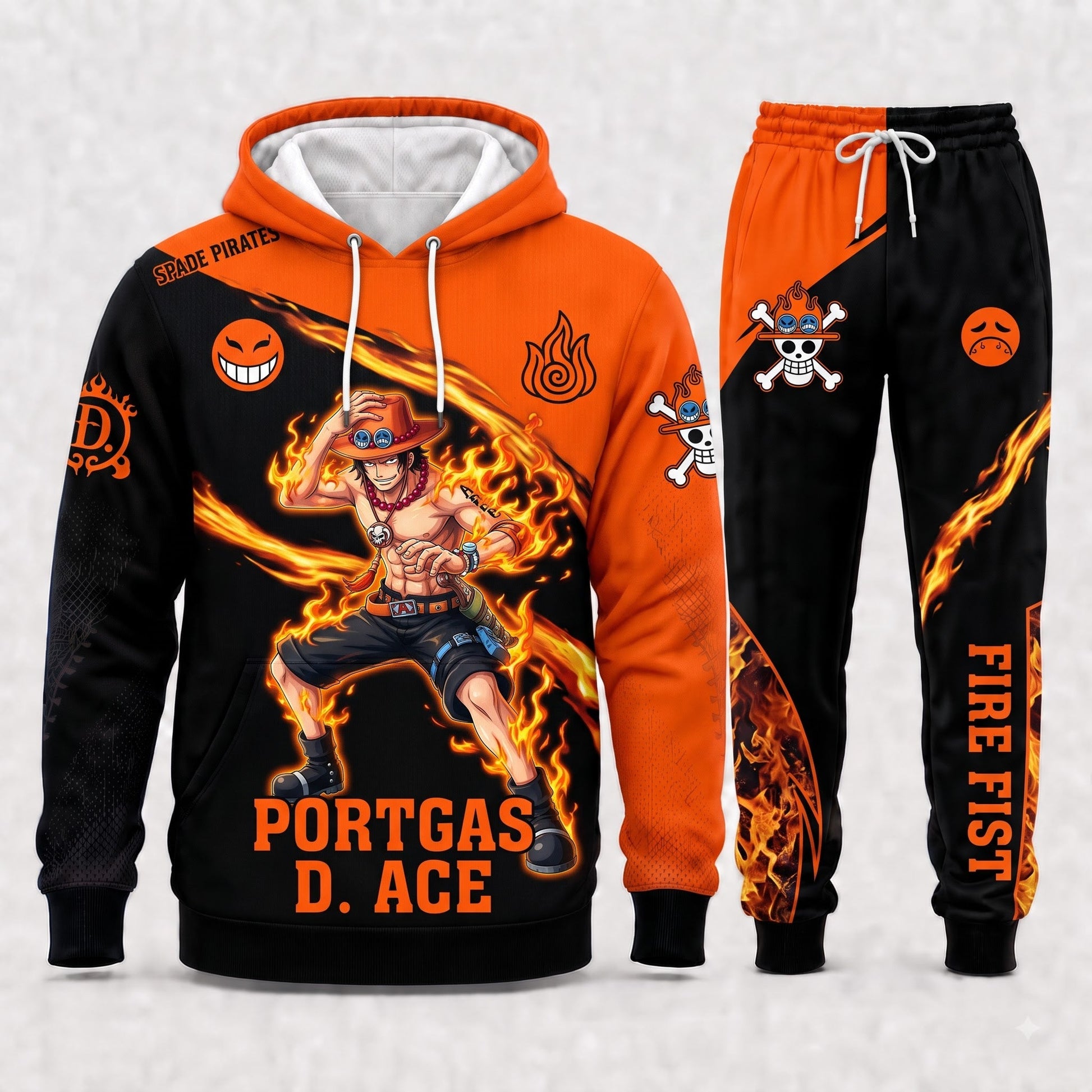 Portgas D. Ace Hoodie & Sweatpants Tracksuit Set — One Piece Inspired - Custom Fan Apparel Image 5