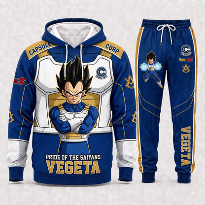 Vegeta Hoodie & Sweatpants Tracksuit Set — Dragon Ball Z Inspired - Custom Fan Apparel Image 2