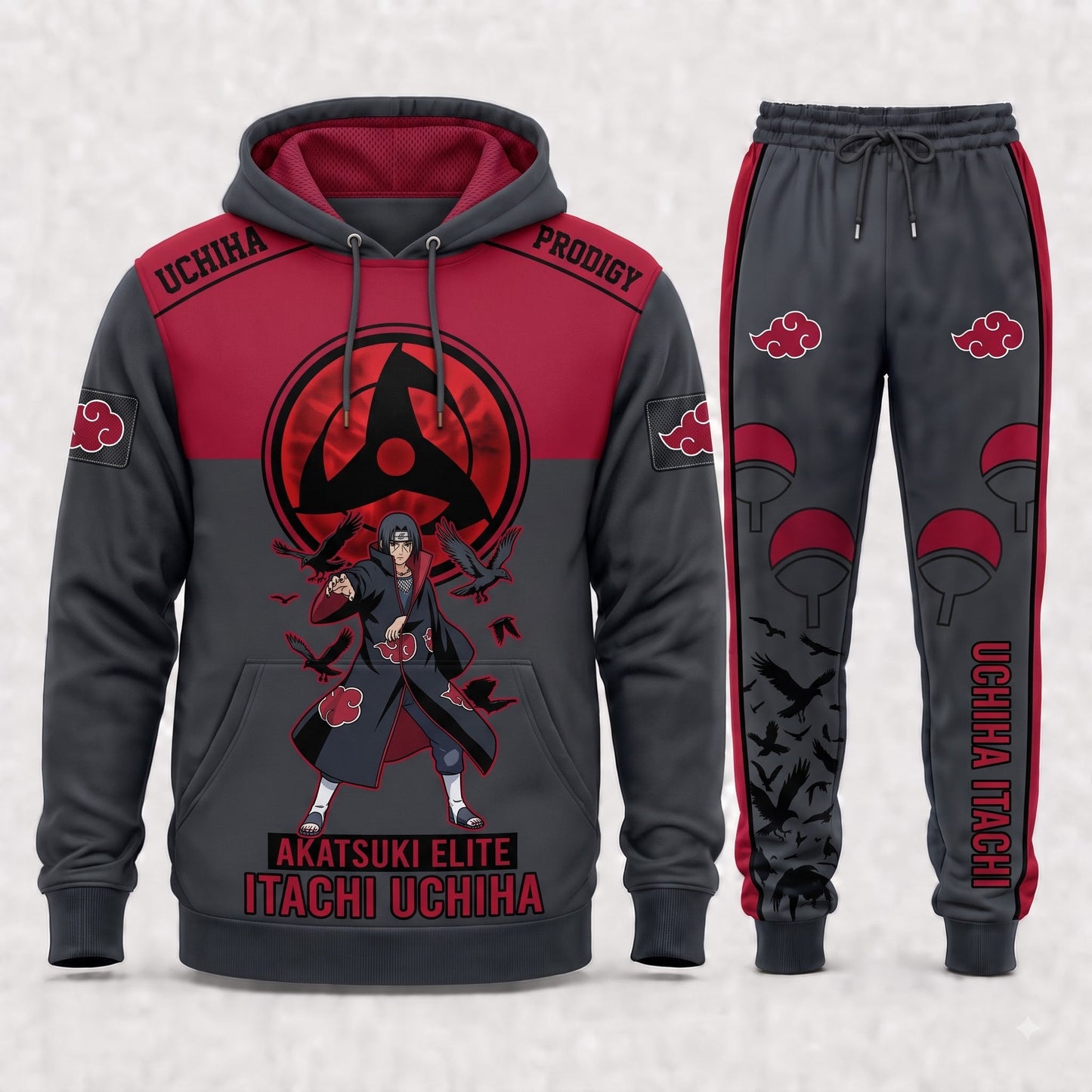Uchiha Itachi Hoodie & Sweatpants Tracksuit Set — Naruto Shippuden Inspired - Custom Fan Apparel Image 5