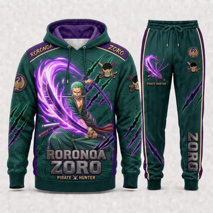 Roronoa Zoro Hoodie & Sweatpants Tracksuit Set — One Piece Inspired - Custom Fan Apparel Image 3