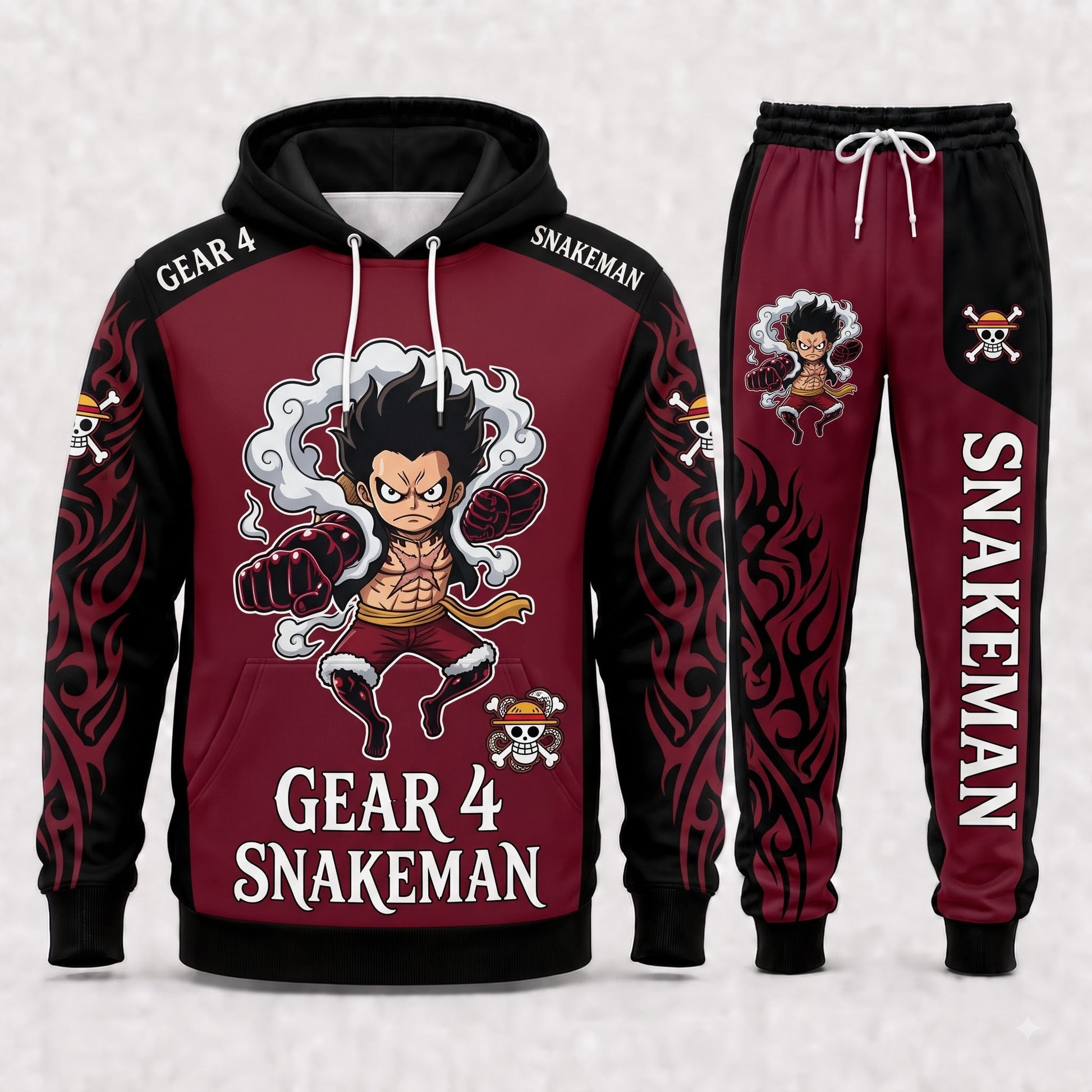 Monkey D. Luffy Hoodie & Sweatpants Tracksuit Set — One Piece Inspired - Custom Fan Apparel Image 3
