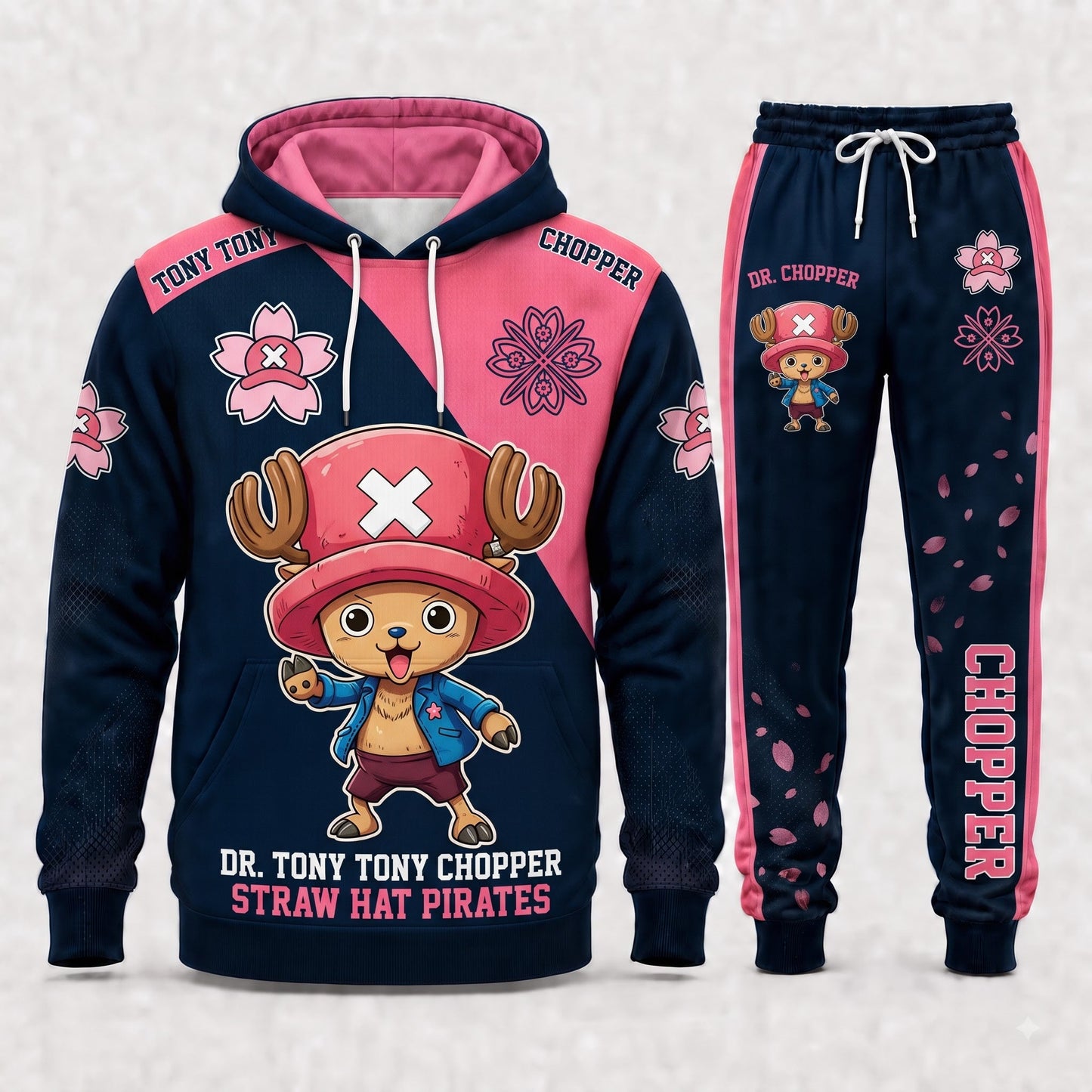 Tony Tony Chopper Hoodie & Sweatpants Tracksuit Set — One Piece Inspired - Custom Fan Apparel Image 1