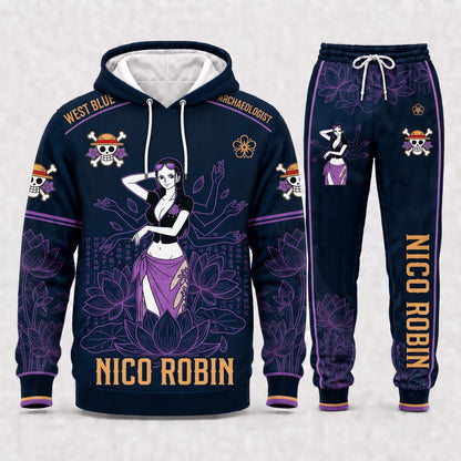 Nico Robin Hoodie & Sweatpants Tracksuit Set — One Piece Inspired - Custom Fan Apparel Image 3