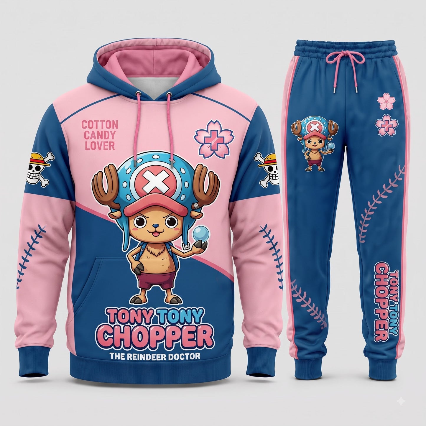 Tony Tony Chopper Hoodie & Sweatpants Tracksuit Set — One Piece Inspired - Custom Fan Apparel Image 2