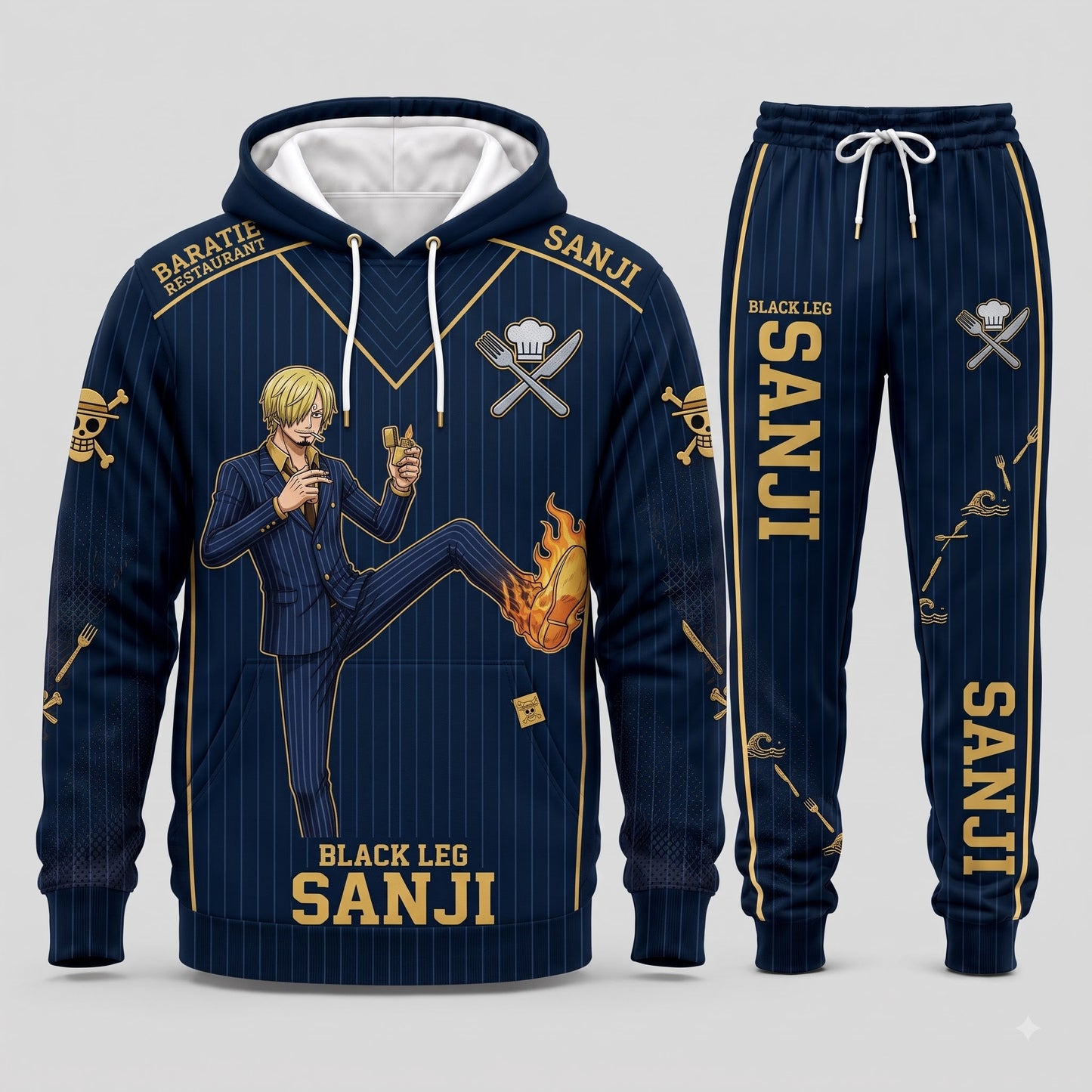 Vinsmoke Sanji Hoodie & Sweatpants Tracksuit Set — One Piece Inspired - Custom Fan Apparel Image 6