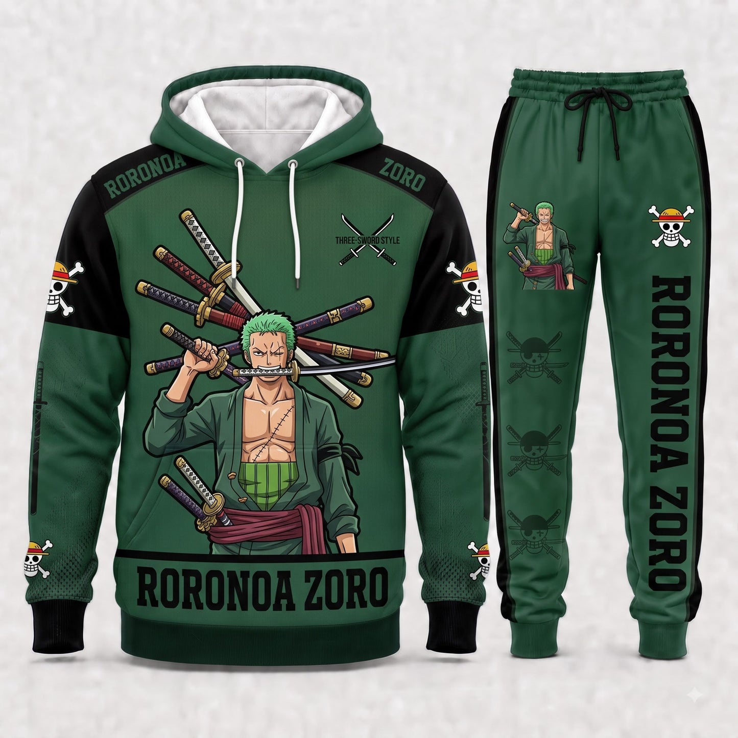Roronoa Zoro Hoodie & Sweatpants Tracksuit Set — One Piece Inspired - Custom Fan Apparel Image 2