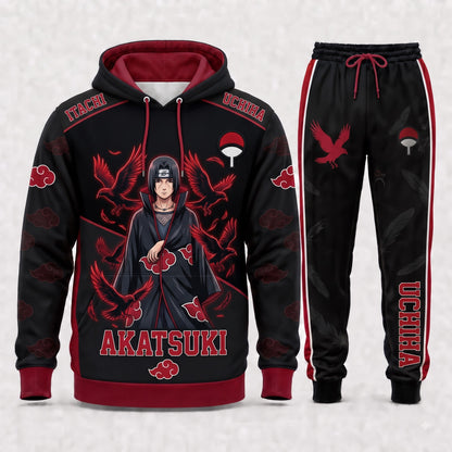 Uchiha Itachi Hoodie & Sweatpants Tracksuit Set — Naruto Shippuden Inspired - Custom Fan Apparel Image 4