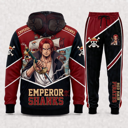 Red-Haired Shanks Hoodie & Sweatpants Tracksuit Set — One Piece Inspired - Custom Fan Apparel Image 2