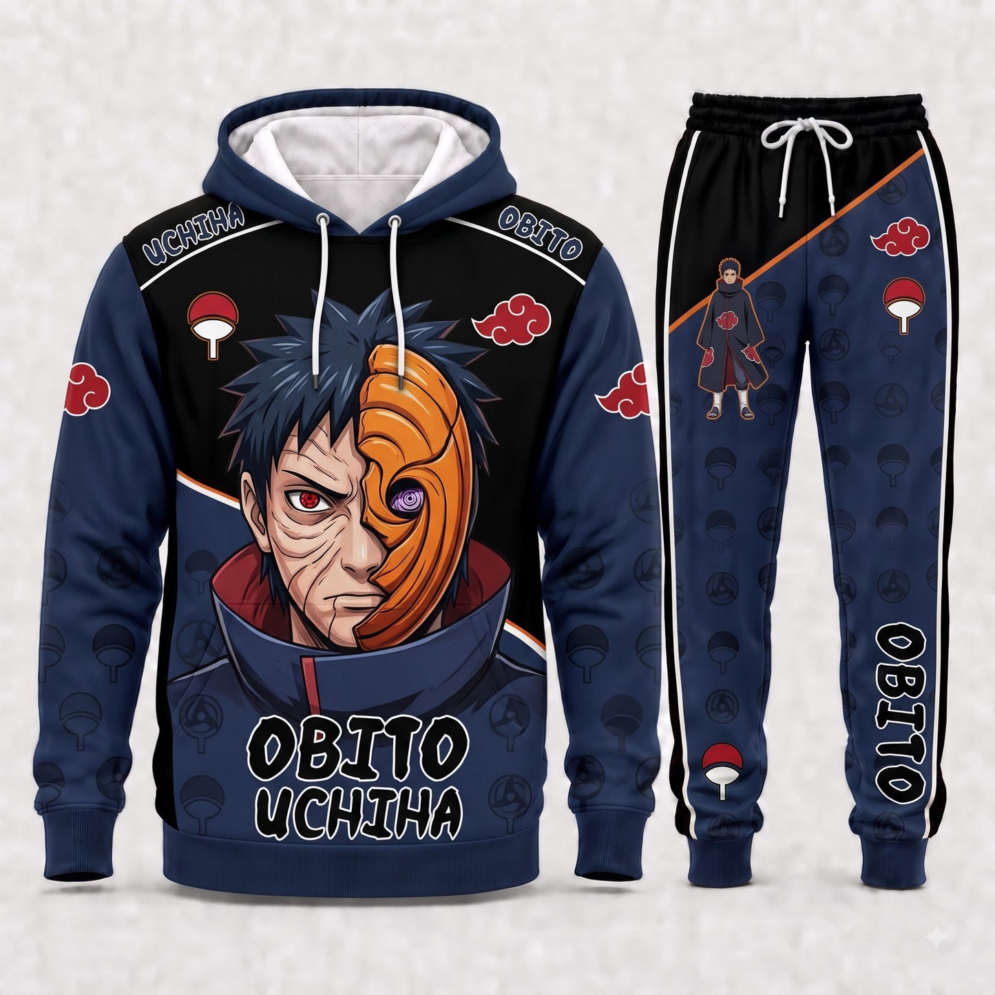 Uchiha Obito Hoodie & Sweatpants Tracksuit Set — Naruto Shippuden Inspired - Custom Fan Apparel Image 2