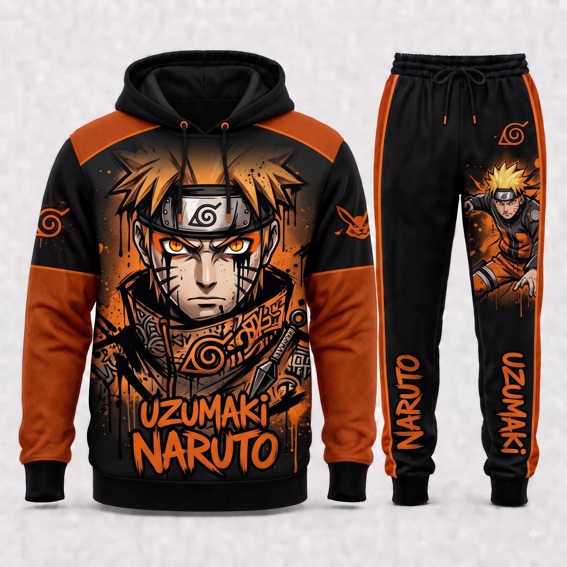 Uzumaki Naruto Hoodie & Sweatpants Tracksuit Set — Naruto Shippuden Inspired - Custom Fan Apparel Image 3