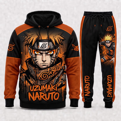 Uzumaki Naruto Hoodie & Sweatpants Tracksuit Set — Naruto Shippuden Inspired - Custom Fan Apparel Image 3
