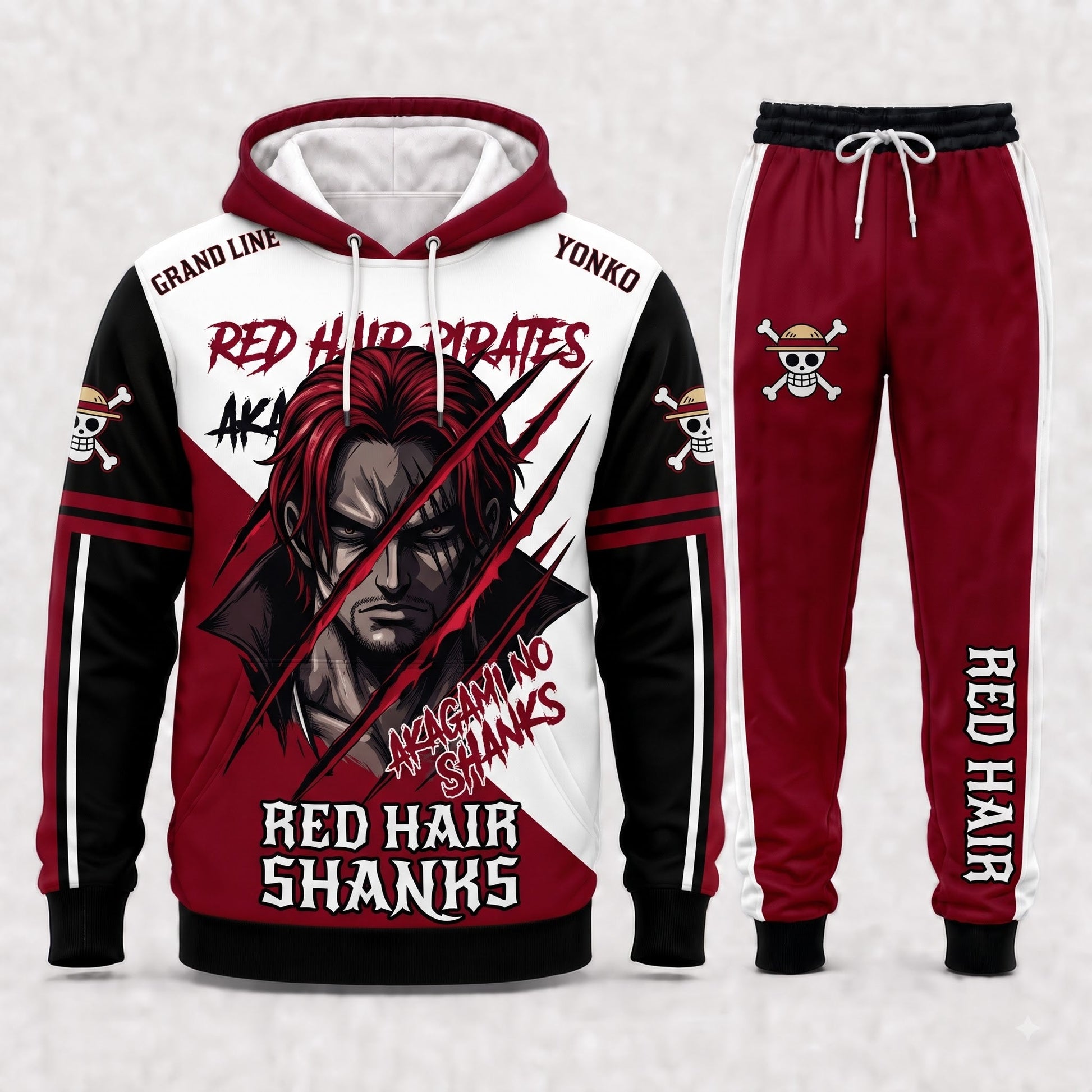 Red-Haired Shanks Hoodie & Sweatpants Tracksuit Set — One Piece Inspired - Custom Fan Apparel Image 1