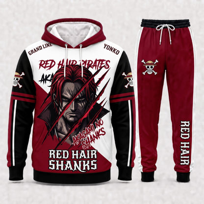 Red-Haired Shanks Hoodie & Sweatpants Tracksuit Set — One Piece Inspired - Custom Fan Apparel Image 1