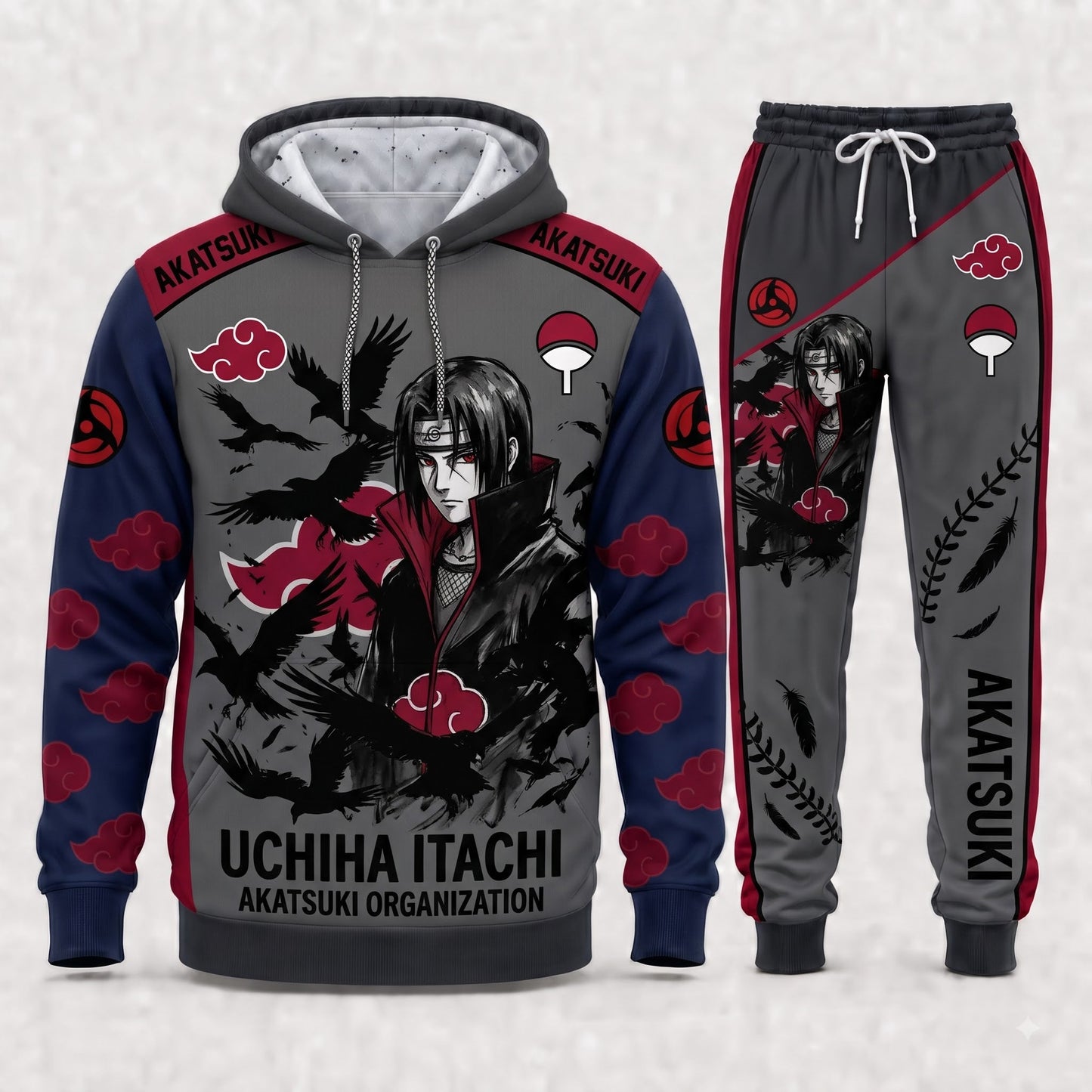 Uchiha Itachi Hoodie & Sweatpants Tracksuit Set — Naruto Shippuden Inspired - Custom Fan Apparel Image 2