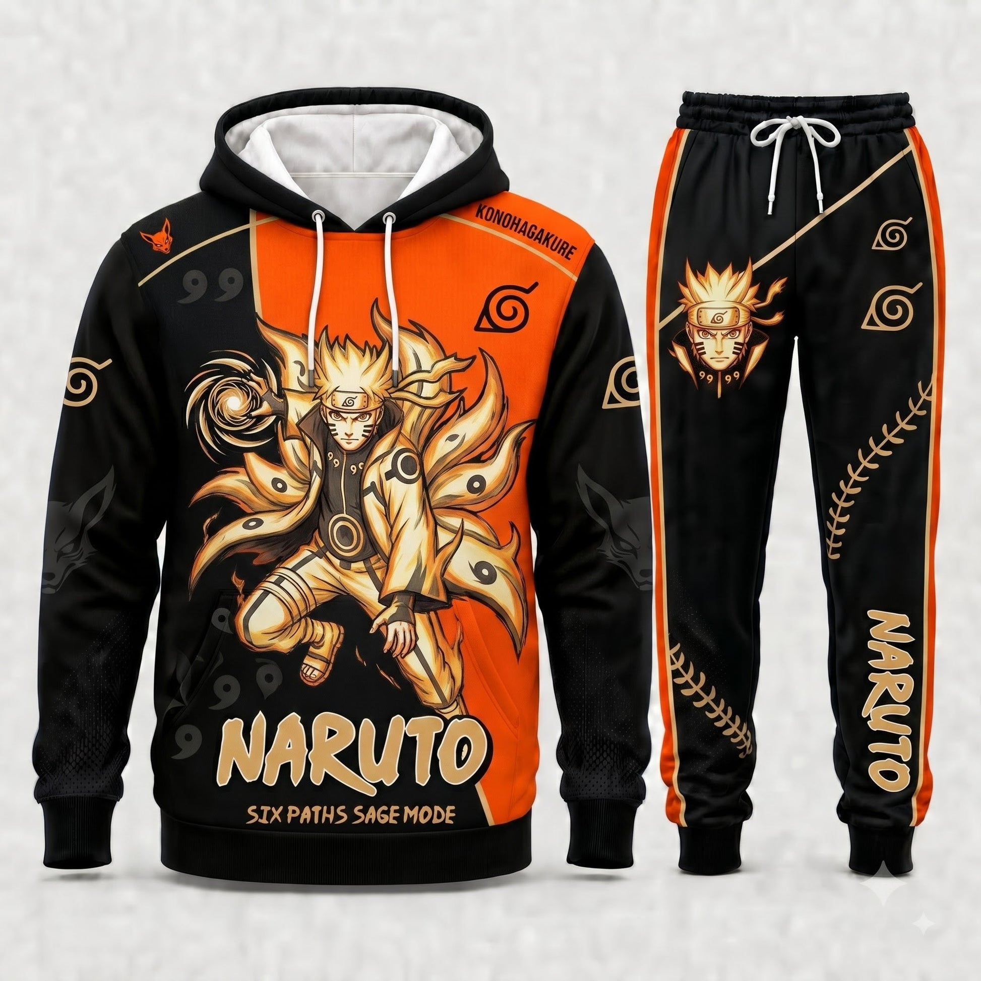 Uzumaki Naruto Hoodie & Sweatpants Tracksuit Set — Naruto Shippuden Inspired - Custom Fan Apparel Image 1